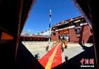 Oct. 18, 2016 -- The 11th Panchen Lama Bainqen Erdini Qoigyijabu arrives at the Gandanrebu Monastery a Yellow Sect Monastery in Shigatse of China’s Tibet Autonomous Region. (Photo by Li Lin)