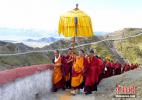 Oct. 18, 2016 -- The 11th Panchen Lama Bainqen Erdini Qoigyijabu visits Qiangqingangri Monastery, a Yellow Sect Monastery in Shigatse of China’s Tibet Autonomous Region.(Photo by Li Lin)
