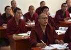 Nov. 18, 2016 -- Monks have a lesson at Qinghai Tibetan Buddhism college in Guide County, northwest China`s Qinghai Province, Nov. 16, 2016. The first batch of 120 monks have started their four-year full-time studies at the newly-opened Tibetan Buddhism college recently. (Xinhua/Zhang Hongxiang)