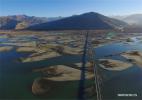 Dec. 13, 2016 -- Photo taken on Dec. 11, 2016 shows the Zhanang Bridge across the Yarlung Zangbo River in Zhanang County of Shannan, southwest China`s Tibet Autonomous Region. The 5.7-km-long bridge opened to traffic in 2015. (Photo:Xinhua/Purbu Zhaxi)