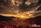 Jan. 16, 2017 -- A sunset over Sertar County in Garze Tibetan Autonomous Prefecture, Southwest China`s Sichuan Province. The county is home to the Larung Gar Buddhist Institute, the largest Tibetan Buddhist institute in the world. [Photo/Ecns.cn]