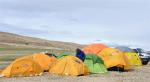 June 21,2017--Tents for scientists are set up by the Serling Co (Serling Lake) in Nagqu Prefecture, southwest China`s Tibet Autonomous Region, June 19, 2017. Scientists conducted a comprehensive scientific expedition on the Qinghai-Tibet plateau, with one of the three camps located by the Serling Co at an altitude of 4,530 meters. [Photo/Xinhua]