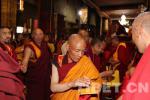 Aug.3,2017--Monks who have received gifts from the Panchen Lama.