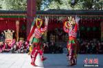 Sept.30,2017--On September 22, the second day of the eighth Tibetan calendar month, the traditional cham dance was performed at Tashilhunpo Monastery, Shigatse, southwest China`s Tibet. With a history of more than 200 years, the dance is called `cham` in Tibetan language, and is a kind of religious dance performed by monks to drive out evil spirits, prevent disasters, and to pray for peace, prosperity, and good weather. [Photo/China News Service]