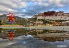 October 2, 2017 -- Flower decorations are set to greet the National Day in front of the Potala Palace in Lhasa, capital of southwest China`s Tibet Autonomous Region, Sept. 30, 2017. China`s National Day falls on Oct. 1. (Xinhua/Purbu Zhaxi)