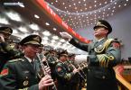 Oct. 24, 2017 -- The band of the Chinese People`s Liberation Army play `The Internationale` during the closing session of the 19th National Congress of the Communist Party of China (CPC) at the Great Hall of the People in Beijing, capital of China, Oct. 24, 2017. (Xinhua/Wang Ye)