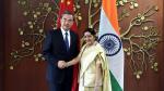 Dec. 13, 2017 -- Chinese Foreign Minister Wang Yi meets his Indian counterpart Sushma Swaraj in New Delhi, Dec. 11, 2017. (Photo/CGTN)