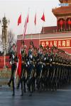 Jan. 1, 2018 -- The Guard of Honor of the Chinese People`s Liberation Army (PLA) perform the national flag-raising duty at the Tian`anmen Square in Beijing, capital of China, Jan. 1, 2018. The responsibility for guarding China`s national flag and firing salute cannons at the Tian`anmen Square was transferred to the Chinese People`s Liberation Army from Jan. 1, 2018, as authorized by the Central Committee of the Communist Party of China. Before Jan. 1, the ceremony was conducted by the armed police. (Xinhua/Ju Zhenhua)