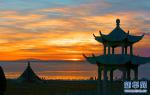 Jan. 30, 2018 -- Photo shows the sunrise by the Qinghai Lake in northwest China`s Qinghai Province. The Heimahe Township located in the west bank of the Qinghai Lake is the best site around the lake to view sunrise and sunset. 