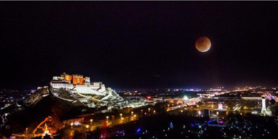 Super moon seen over Potala Palace