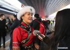 Mar. 2, 2018 -- Liu Lei, deputy to the 13th National People`s Congress (NPC) from Heilongjiang Province, receives an interview at Beijing Railway Station upon her arrival in Beijing, capital of China, March 2, 2018. The First Session of the 13th NPC will open on March 5. (Xinhua/Xie Huanchi)