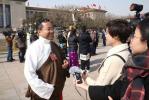 Mar. 7, 2018 -- Photo shows Phurbu Dondrup, a deputy to the 13th National People`s Congress (NPC) from southwest China’s Tibet and mayor of Tibet’s Shannan City, receives an interview. The first session of the 13th NPC opens at the Great Hall of the People in Beijing, capital of China, March 5, 2018.[Photo/chinatibetnews.com]