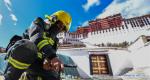 April 4, 2018 -- A firefighter takes part in an emergency drill at the Potala Palace in Lhasa, southwest China`s Tibet Autonomous Region, April 2, 2018. (Xinhua/Jigme Dorgi)