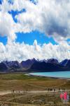 April 27, 2018 -- Namsto Lake, known as `Heavenly Lake` in Tibetan language, is one of the three holy lakes in Tibet autonomous region where one should not miss when traveling Tibet.