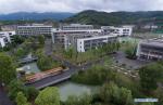 May 12, 2018 -- Aerial photo taken by drone shows the Beichuan Middle School in the new Beichuan County, southwest China`s Sichuan Province, May 9, 2018. Beichuan was one of the worst-hit areas when a catastrophic earthquake struck Sichuan`s Wenchuan County on May 12, 2008. Beichuan County later was rebuilt in a new location. Now about 35,000 people live in the new county. (Xinhua/Jiang Hongjing)