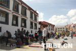May 29,2018--Buddhists pray in front of Jokhang Temple
