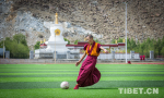 June 25,2018--Monks studying in the Tibet Buddhist College located in southwest China’s Tibet hold a friendly football match during their spare time on weekend to celebrate the 21st Federation International Football Association (FIFA) World Cup that is ongoing in Russia.