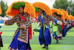 Aug.27,2018--Dancers perform at the opening ceremony of the 16th Qomolangma Culture and Tourism Festival in Xigaze, southwest China`s Tibet Autonomous Region, Aug. 26, 2018. (Xinhua/Liu Dongjun)