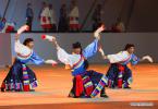 Sept. 10, 2018 -- Artists perform on stage during the Fourth China Tibet Tourism and Culture Expo in Lhasa, capital of southwest China`s Tibet Autonomous Region, Sept. 7, 2018. The five-day expo will last untill Sept. 11. (Xinhua/Liu Dongjun)