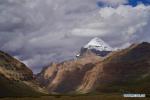 Sept. 19, 2018 -- Photo taken on Sept. 9, 2018 shows a view of 6,656-meter-high Mount Kangrinboqe, main peak of the Gangdise Range, in Pulan County of Ali Prefecture, southwest China`s Tibet Autonomous Region. (Xinhua/Purbu Zhaxi)