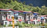 Oct. 8, 2018 -- Photo taken on Sept. 28, 2018 shows rural homestays in Lebugou of Cona County in Shannan, southwest China`s Tibet Autonomous Region. Lebugou is one of the major habitations for people of Monba ethnic group. (Xinhua/Chogo)