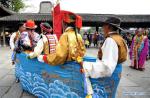 Oct. 24, 2018 -- Troupers perform Tibetan opera in Wuzhen of east China`s Zhejiang Province, Oct. 23, 2018. A Tibetan opera troupe from Ngamring County of Xigaze participated in Wuzhen Theater Festival and will perform here for six days. (Xinhua/Zhang Rufeng)