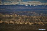 Jan. 11, 2019 -- Photo taken on Sept. 10, 2018 shows the unique landscape of `earth forest` in Zanda County of Ngari Prefecture, southwest China`s Tibet Autonomous Region. Zanda features the unique landscape of `earth forest` and well-preserved Guge Kingdom site. The ancient Guge Kingdom was founded around the 9th century but disappeared mysteriously during the 17th century. Ngari, at an average altitude of 4,500 meters, is nicknamed the `top of the roof of the world.` It has always been the crown jewel for adventurers and archaeologists, and after them came tourists. (Xinhua/Purbu Zhaxi) 