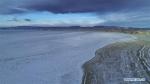 Feb. 1, 2019 -- Photo taken on Jan. 18, 2019 shows the frozen Namtso Lake in southwest China`s Tibet Autonomous Region. In the past, herdsmen in Tibet endured a ridiculously long, cold winter from October to the end of June, before moving to the summer meadow. They had no fixed residence and migrated when the seasons changed, taking their tents, kitchen utensils and other necessities on horseback. Nowadays, most herdsmen benefit from local resettlement program. They said goodbye to their winter hovels and moved into brick-and-mortar Tibetan-style homes. (Xinhua/Purbu Zhaxi) 