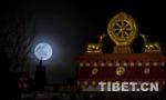 Feb. 27, 2019 -- Photo shows supermoon illuminates Lhasa`s night sky, 21. Jan, 2019.