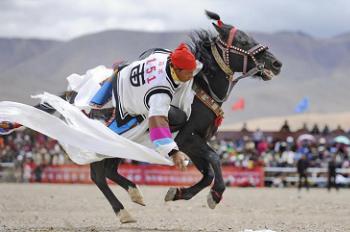 Tibet village holds spring horse race