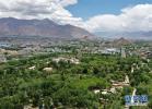 May 21, 2019 -- Aerial photo taken on May 20, 2019 shows the scenery of Norbu Lingka in Lhasa, capital of southwest China`s Tibet Autonomous Region. Norbu Lingka, literally `garden of treasure` in Tibetan, covers an area of 36 hectares. (Xinhua/Purbu Zhaxi)
