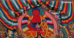 July 16,2019--A Thangka painting is displayed at the Tashilhunpo Monastery in Xigaze, southwest China`s Tibet Autonomous Region, July 15, 2019. Thangka are Tibetan Buddhist artworks painted on cotton or silk. The religious paintings can be traced back to the 10th century and typically depict Buddhist deities. (Xinhua/Chogo)