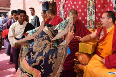11th Panchen Lama Bainqen Erdini Qoigyijabu attends Buddhist activity in China’s Tibet
