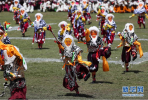 Aug.1, 2019 -- Actors perform Tibetan operas at the opening ceremony of a horse racing festival. The festival kicked off on Tuesday in Bayi Racecourse, Litang County of Ganzi Tibetan Autonomous Prefecture in southwest China’s Sichuan province. Nearly 1,000 herdsmen participated in horse riding and performed stunning stunts, such as picking up hadas while riding a horse, horseback archery, bringing great enjoyment to local people and visitors. (Xinhua/Jiang Hongjing)(Translate by Gao Jingna)