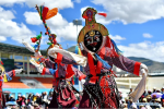 Aug.19, 2019 -- Artists from Lhozhag County perform Tibetan Opera during a cultural festival in Shannan, southwest China`s Tibet Autonomous Region, Aug. 17, 2019. A Tibetan Opera exhibition was held during a cultural festival in Shannan from Aug. 17 to 18. Teams from Zha`nang County, Lhozhag County and Cona County presented classic Tibetan Opera to audience. (Xinhua/Zhang Rufeng)