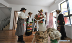 Sept.23, 2019 -- Villagers move into a new house in Lhozhag Town of Lhozhag County, Shannan City, southwest China`s Tibet Autonomous Region, Sept. 21, 2019. A total of 88 villagers from 28 households moved to their new two-story dwellings to improve housing conditions. (Xinhua/Jigme Dorje)