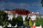 Oct.17, 2019 -- Photo taken on Oct. 16, 2019 and rotated 180 degrees shows reflection of the Potala Palace in water, in Lhasa, southwest China`s Tibet Autonomous Region. (Xinhua/Chogo)