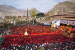 Oct.22, 2019 -- Photo taken on Oct. 20, 2019 shows an event celebrating the 600th anniversary of the founding of Sera Monastery in Lhasa, capital of southwest China`s Tibet Autonomous Region.(Xinhua/Purbu Zhaxi)