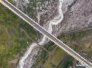 Oct.31 ,2019 -- Aerial photo taken on Oct. 27, 2019 shows the Polonggou grand bridge in Bomi County, Nyingchi of southwest China`s Tibet Autonomous Region. Polonggou grand bridge is the largest double pylon cable-stayed bridge in Tibet Autonomous Region. (Xinhua/Sun Fei)