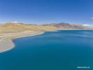 Nov.6, 2019 -- Aerial photo taken on Oct. 31, 2019 shows the scenery of Baiku Co (Baiku Lake), southwest China`s Tibet Autonomous Region. Baiku Co, with an elevation of 4,590 meters, is located on the border of Nyalam County and Jilong County. (Xinhua/Wang Qinou)