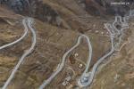 Nov.15,2019 -- Photo taken on Oct. 31, 2019 shows part of the No. 317 national highway on Aila mountain on Sichuan-Tibet highway. The Sichuan-Tibet highway, which was put into operation on Dec. 25, 1954 and has a length of over 2,000 kilometers. Over the past 65 years, the central and local governments have invested heavily to lift the highway`s traffic capacity and safety. Besides more tunnels and bridges, almost all sections of the highway have been widened and asphalted. (Xinhua/Jiang Hongjing)