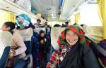Dec.25,2019 -- Photo taken on Dec. 23, 2019 shows Dekyi, a 53-year-old herder of Shuanghu County, Nagchu City, southwest China`s Tibet Autonomous Region, on her migration trip. A total of 2,900 residents from three villages of Shuanghu County, have recently left their hometown with an average altitude of 5,000 meters above sea level and travelled nearly 1,000 kilometers to resettle in Konggar County, which, at a relatively low altitude, is located to the south bank of the Yarlung Zangbo River in southern Tibet. (Xinhua/Chogo)