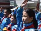 Jan.9,2020 -- Students attend the opening ceremony for a new semester at a primary school in Lhasa, capital of southwest China`s Tibet Autonomous Region, March 28, 2019. A total of 27.2 billion yuan (about 3.9 billion U.S. dollars) was put into education in Tibet in 2019. (Xinhua/Chogo)