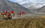 March 17,2020 -- Villagers attend a spring ploughing ceremony in Tanggar Town, Dagze District of Lhasa, southwest China`s Tibet Autonomous Region, March 16, 2020. Traditional spring ploughing ceremonies took place in Tibet`s major cultivation areas on Monday to pray for a year with good harvests. (Xinhua/Zhang Rufeng)