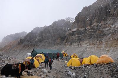 View of transition camp of Mount Qomolangma at altitude of 5,800 meters