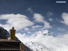 May 20,2020 -- Photo taken on May 1, 2020 shows a view of Mount Qomolangma from the Rongpu Monastery in southwest China`s Tibet Autonomous Region. (Xinhua/Purbu Zhaxi)