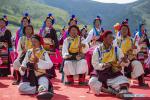 Aug.10,2020 -- People perform Xianzi Dance in Mangkam County, southwest China`s Tibet Autonomous Region, Aug. 7, 2020. Xianzi Dance, a traditional folk dance in Tibet, was listed as a national intangible heritage in 2006. (Xinhua/Sun Fei)