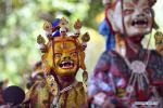 Sept.24,2020 -- Masked Buddhist monks perform during an annual Cham dance event to pray for good harvest and peaceful life at the Tashilhunpo Monastery in Xigaze, southwest China`s Tibet Autonomous Region, Sept. 22, 2020. (Xinhua/Chogo)