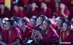 Sept.24,2020 -- Buddhist monks watch an annual Cham dance event to pray for good harvest and peaceful life at the Tashilhunpo Monastery in Xigaze, southwest China`s Tibet Autonomous Region, Sept. 22, 2020. (Xinhua/Chogo)
