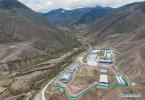 Sept.27,2020 -- Aerial photo shows a pig raising base in Lhorong County of Qamdo City, southwest China`s Tibet Autonomous Region, Sept. 23, 2020. Pig raising industry in Lhorong County of Qamdo has increased the income of local households. (Xinhua/Jigme Dorje)